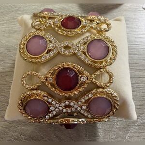 #679‎ Large Gold & Pink Stretch Bracelet